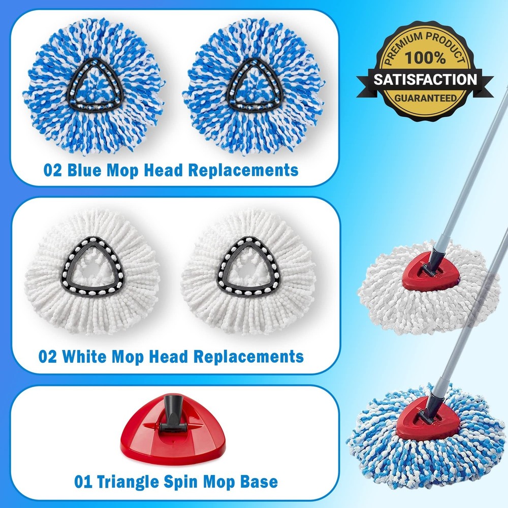 O-Cedar Mop Head Replacement – 4 Pcs Durable and Machine Washable Mop Head