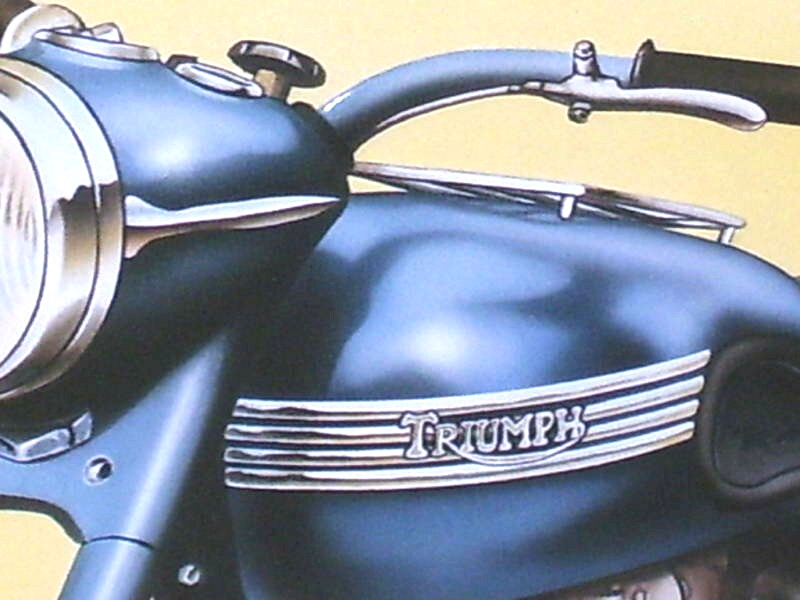 TRIUMPH - 650 Motor --OLD SIGN -Date1993 -SHOWS DETAIL of 1950 Bike / Motorcycle