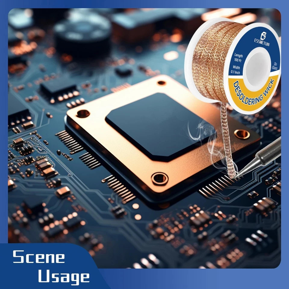 Solder Wick Braid 100Ft with Flux for Electronic, Desoldering Wick B...