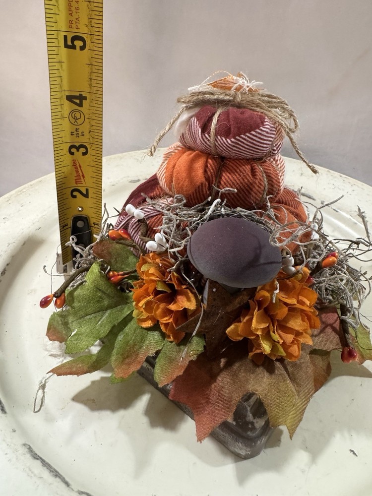 Handcrafted Primitive Fall Stuffed Stacking Pumpkin Shelf Sitter Square Base