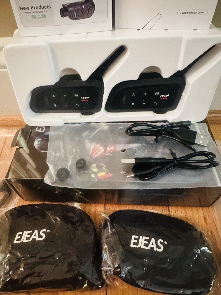 EJEAS V4CPlus Motorcycle Helmet Intercom Bluetooth Headset 2 Pack 1200m distance