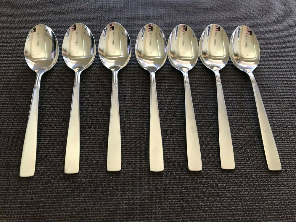 Oneida SATIN ACCENT Stainless Flatware 7 oval soup spoons 6 7/8"  Excellent