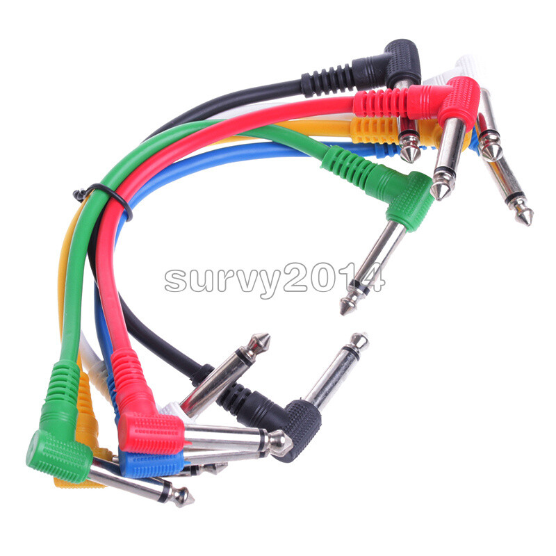 6Pcs/Set Colorful Angled Plug Audio Leads Patch Cables For Guitar Pedal Effect