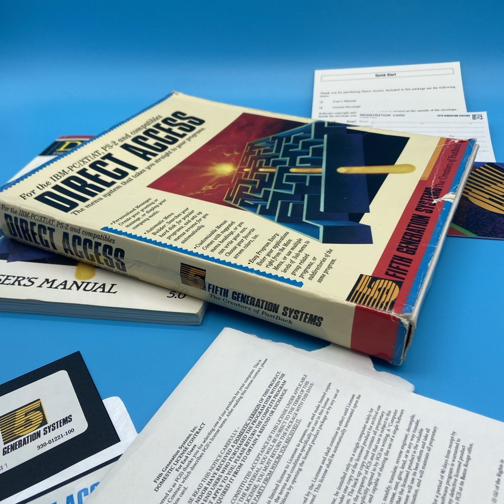 Rare Direct Access v5.0 Software Fifth Generation Systems IBM PC Big Box CIB VTG