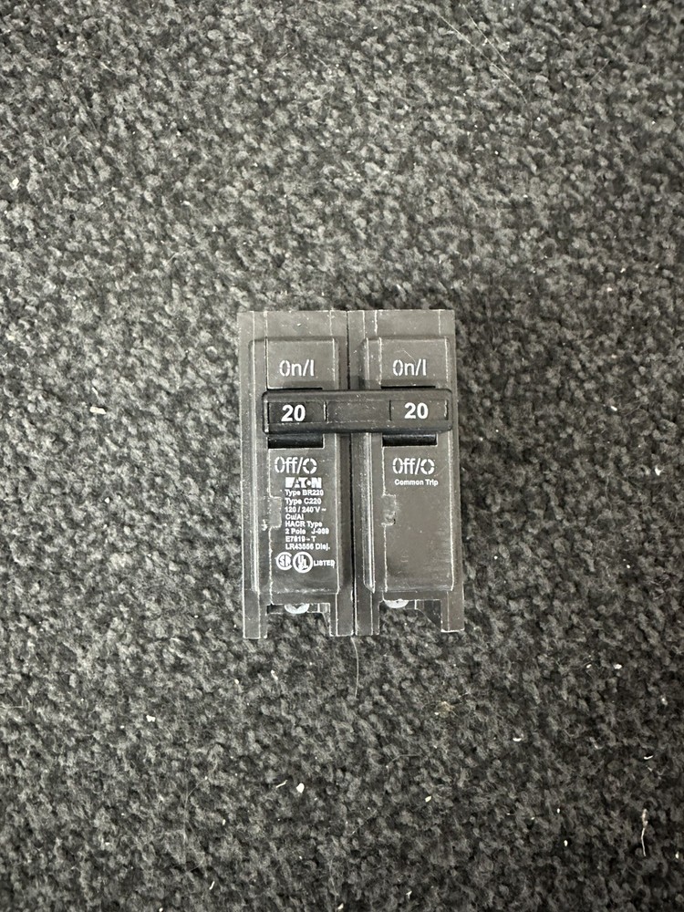 EATON BR220 Circuit Breakers 20 AMP 2 Pole Type, Pack of 5