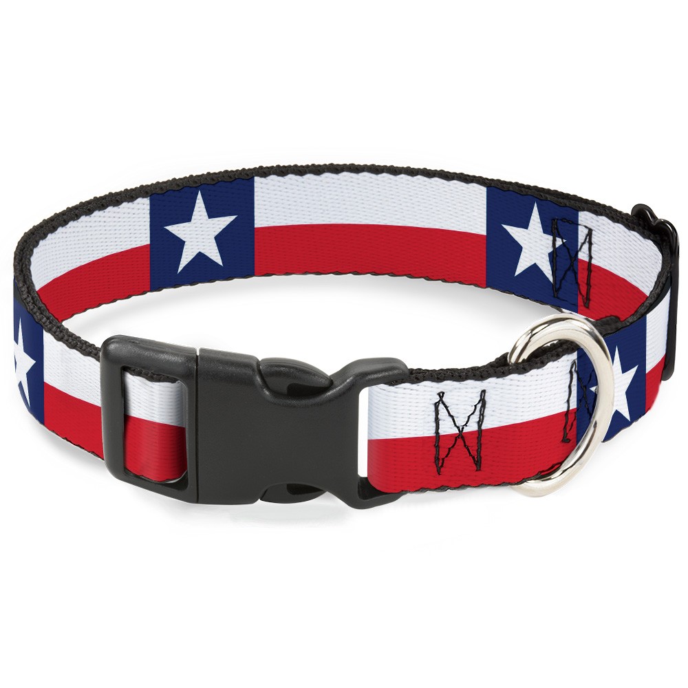Plastic Clip Collar Texas Flag Continuous Repeat Large 15-24"