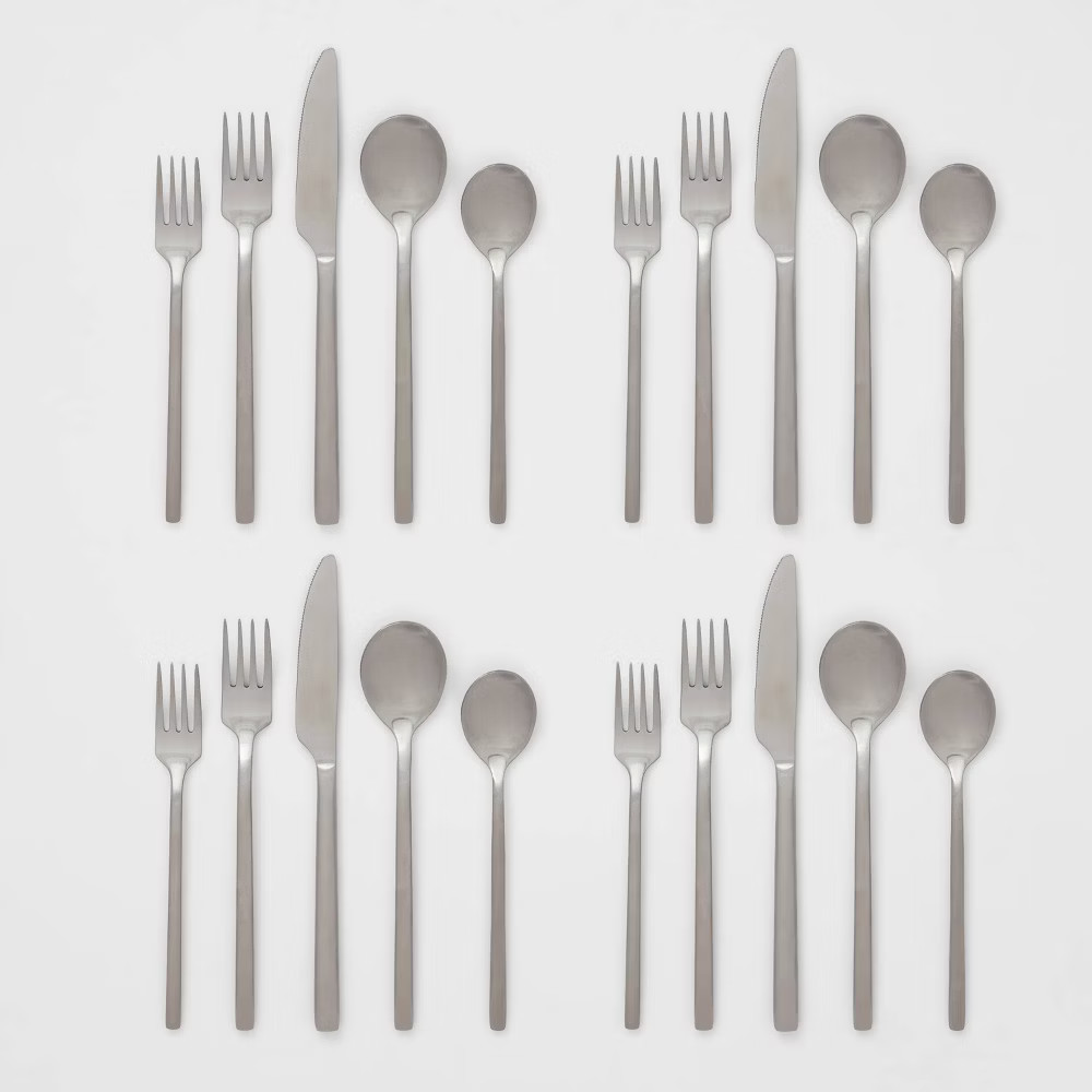 20pc Ashby Flatware Set Silver - Threshold