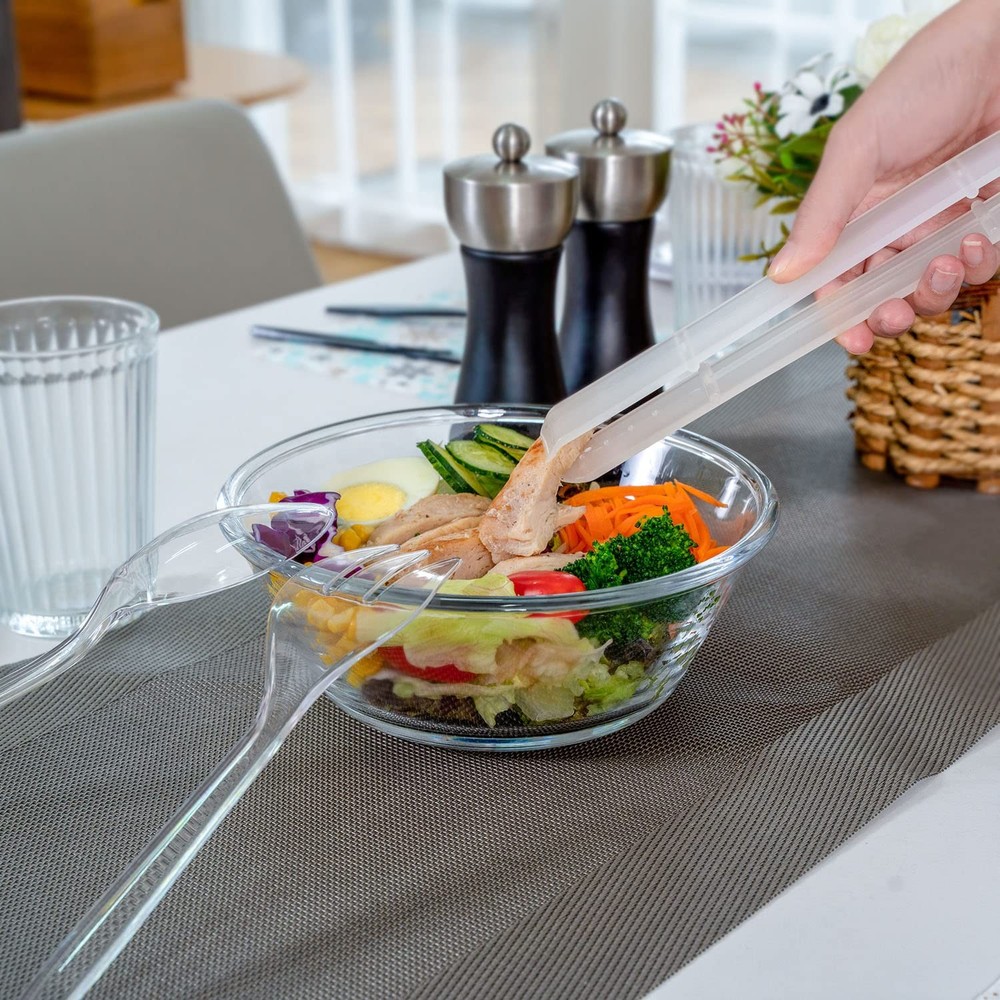Plastic Serving Utensils, 9" Clear Disposable Utensils 18 Pack, 6 Serving Ton...