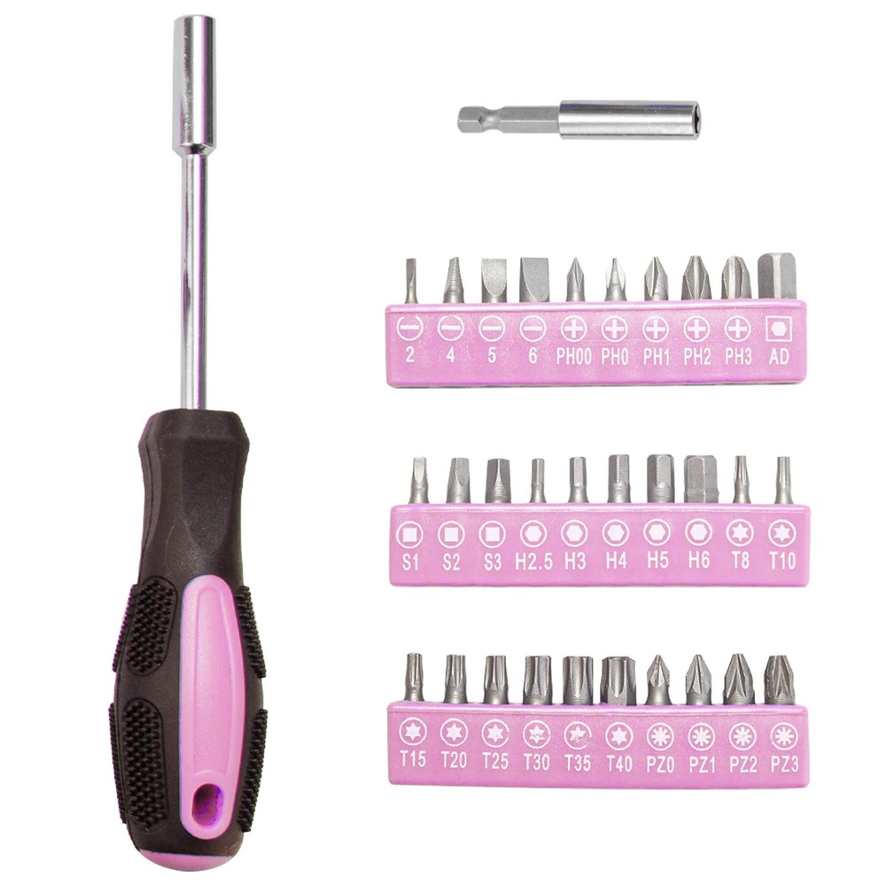 126-Piece Home Tool Set Basic Hand Tools with Storage Case Pink