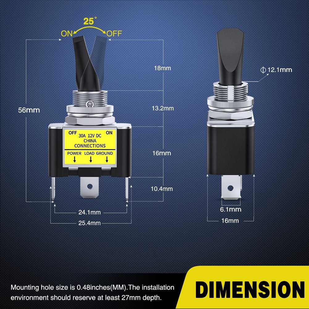 Nilight 5PCS LED Toggle Switch ON Off 12V 30A Red LED Lighted Metal Switch