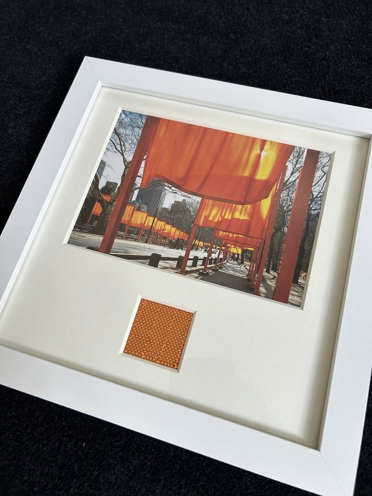 Christo - "The Gates" offset print with original fabric scraps