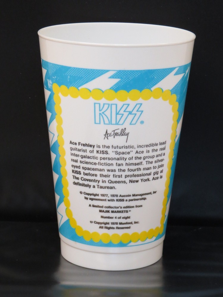 KISS ACE FREHLEY MAJIK MARKET CUP #4 1978 AUCOIN UNUSED