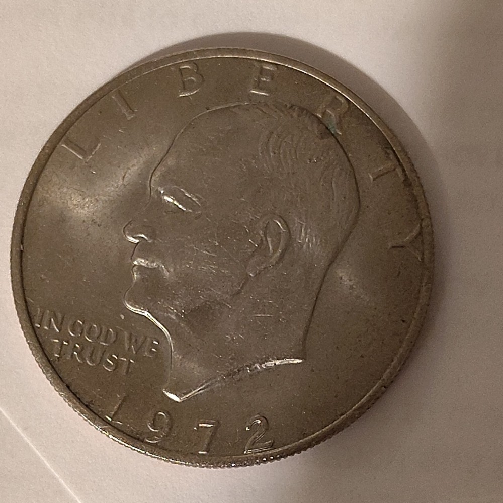 1972 Eisenhower No Mint Mark Silver Dollar, Type 3 Version