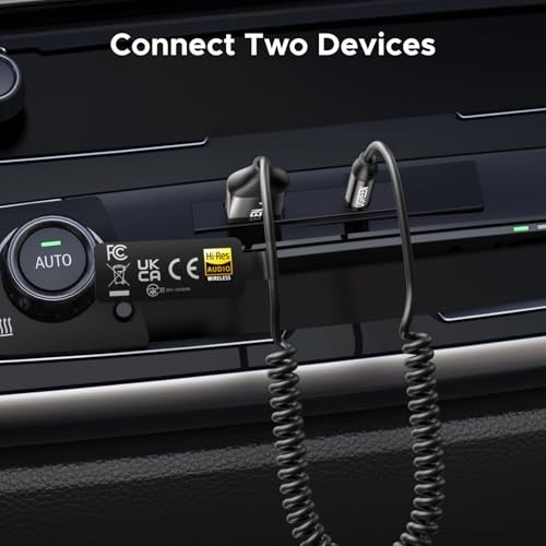 Aux to Bluetooth 6.0 Car Adapter with LDAC, 3.5mm Aux Adapter Built-in