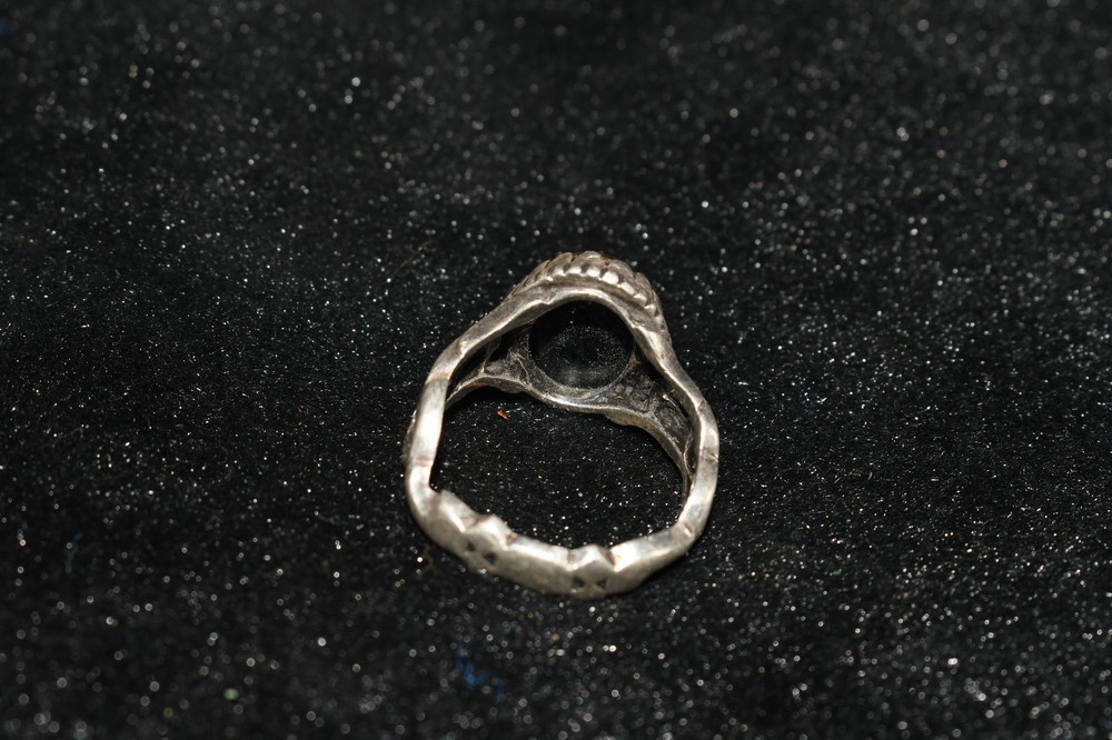 Antique Near Eastern Solid Silver Ring with Stone Bezel Depicting Inscriptions