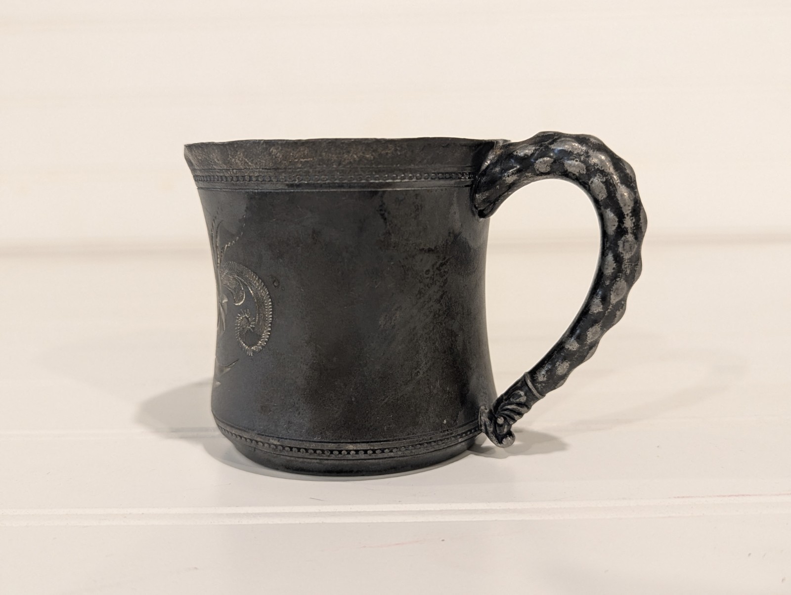 Antique E.G. Webster Silver Plate Baby Cup Tea Mug 1900s W Spiderweb Mark 93