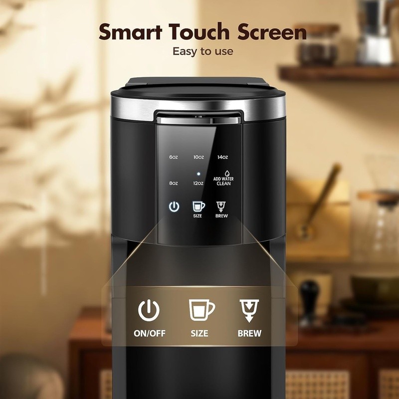 Single Serve Coffee Maker 2 in 1 Pod & Ground Coffee Touchscreen Quick Brew New