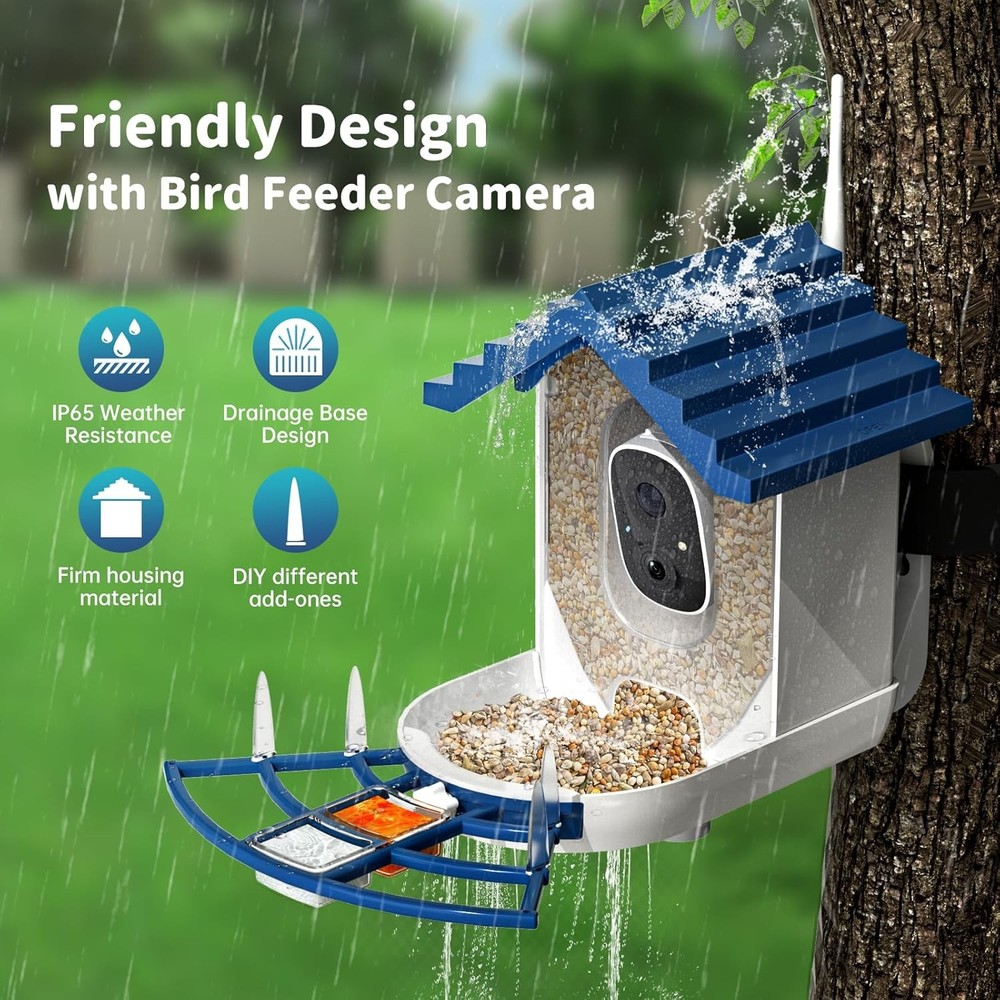 Smart Bird Feeder with Camera Solar Powered & AI Bi rd Identification