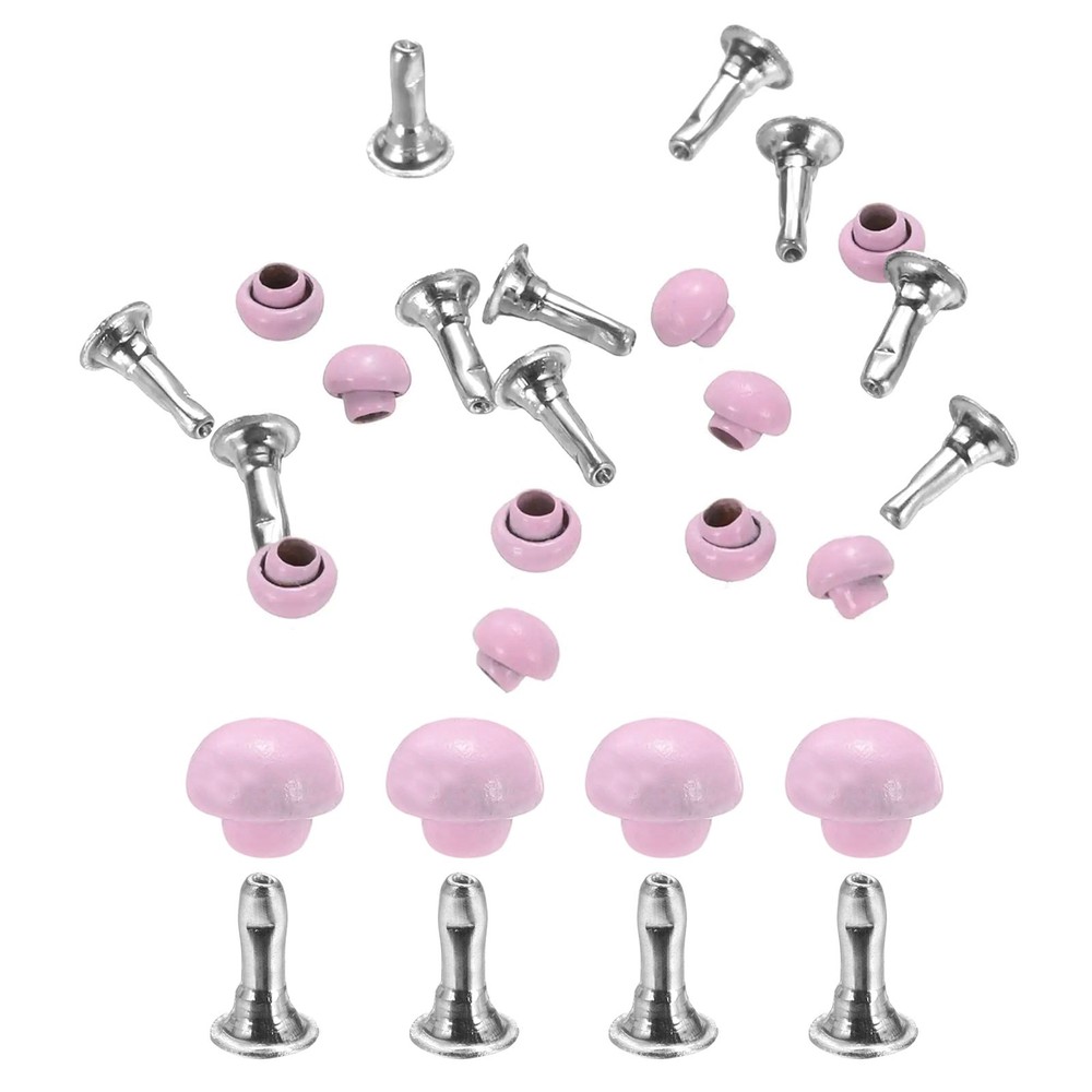 10Pcs Mini Rivet Studs 3mm Double Cap Leather Rivets Tubular Studs Pink