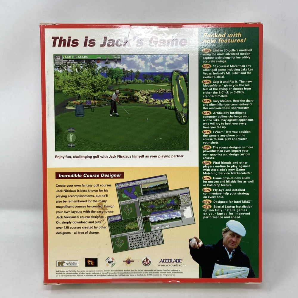 Jack Nicklaus 5 PC Game Windows 95 Big Box Sealed (B7)