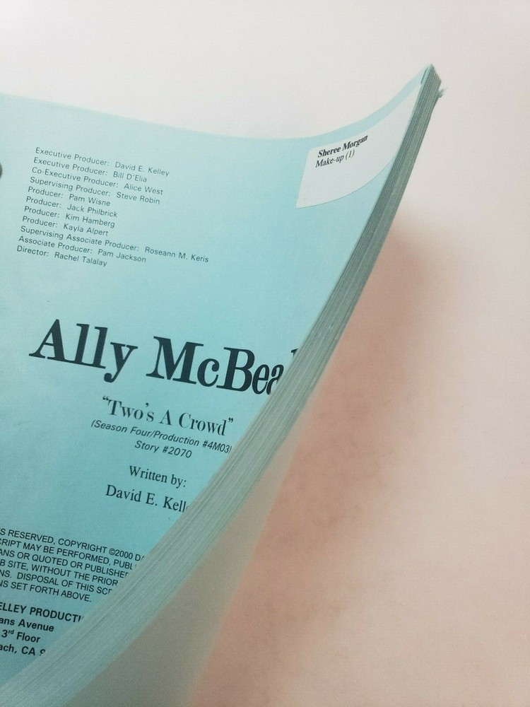 ALLY MCBEAL / David E. Kelley 2000 TV Script, CALISTA FLOCKHART "Two's a Crowd"