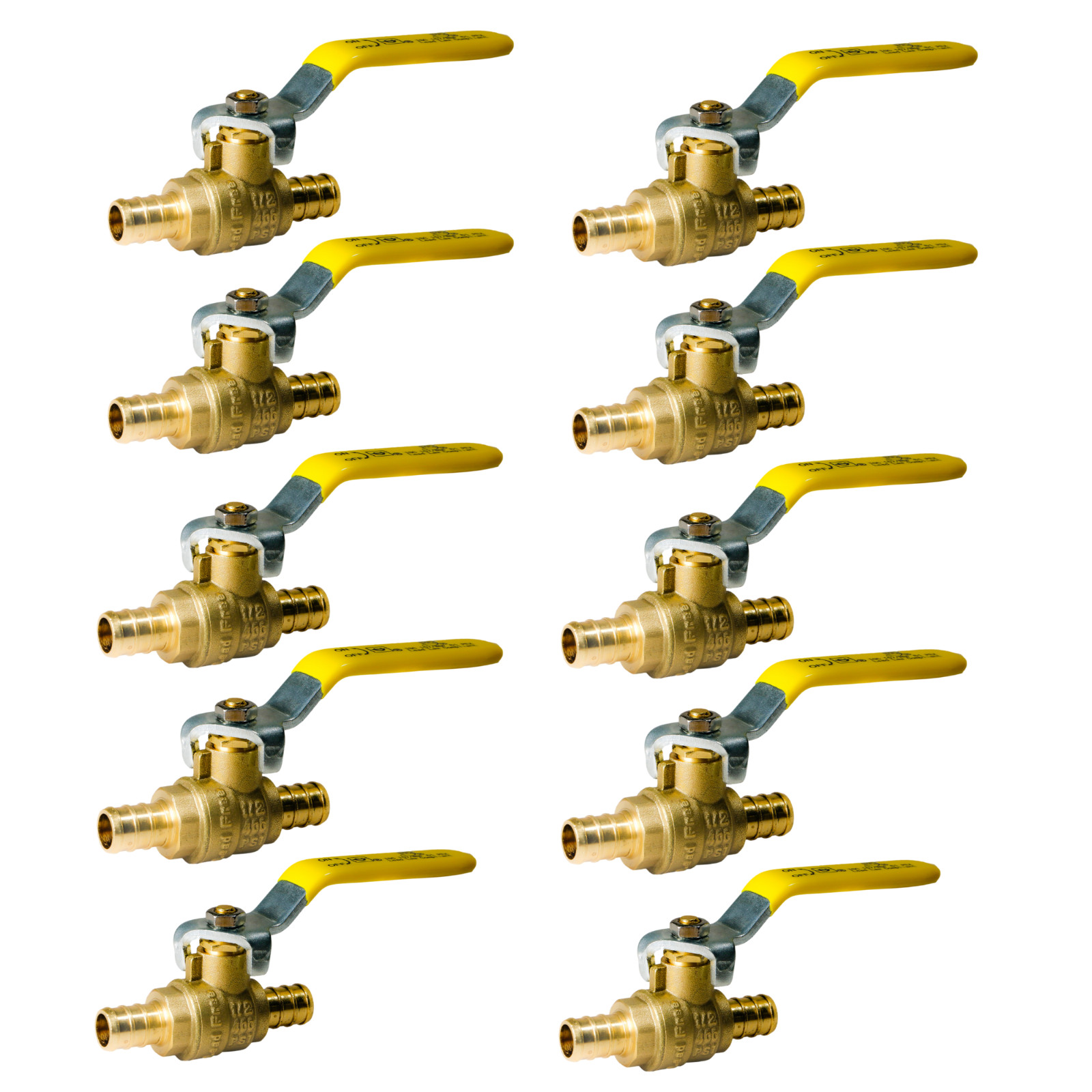 10 Pack XFITTING 1/2" Pex-B Brass Shutoff Ball Valve , Lead Free