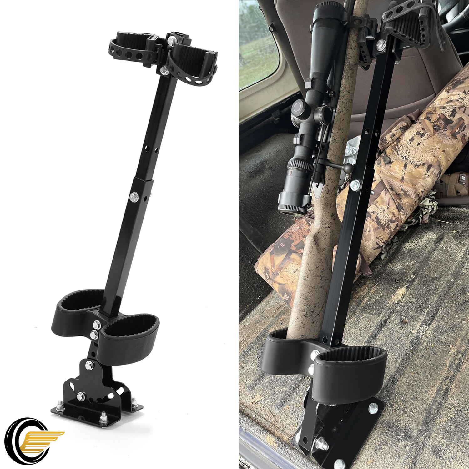 Fully Adjustable UTV Gun Mount Rack Adjustable Height Rifle Shotgun Holder