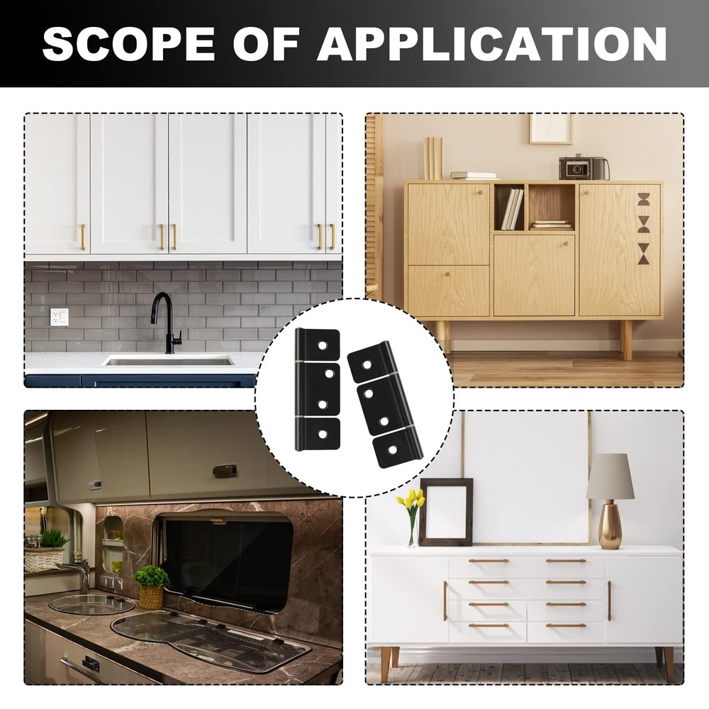 Three Leaf Non Mortised Hinge Bifold Door Butt Cabinet Black 2 Pack Screws