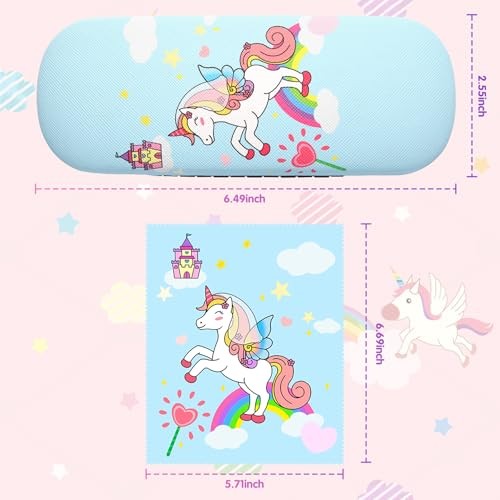 3 Pcs Cute Eyeglasses Case Hard Shell Storage Cases Unicorn Hard Clamshell
