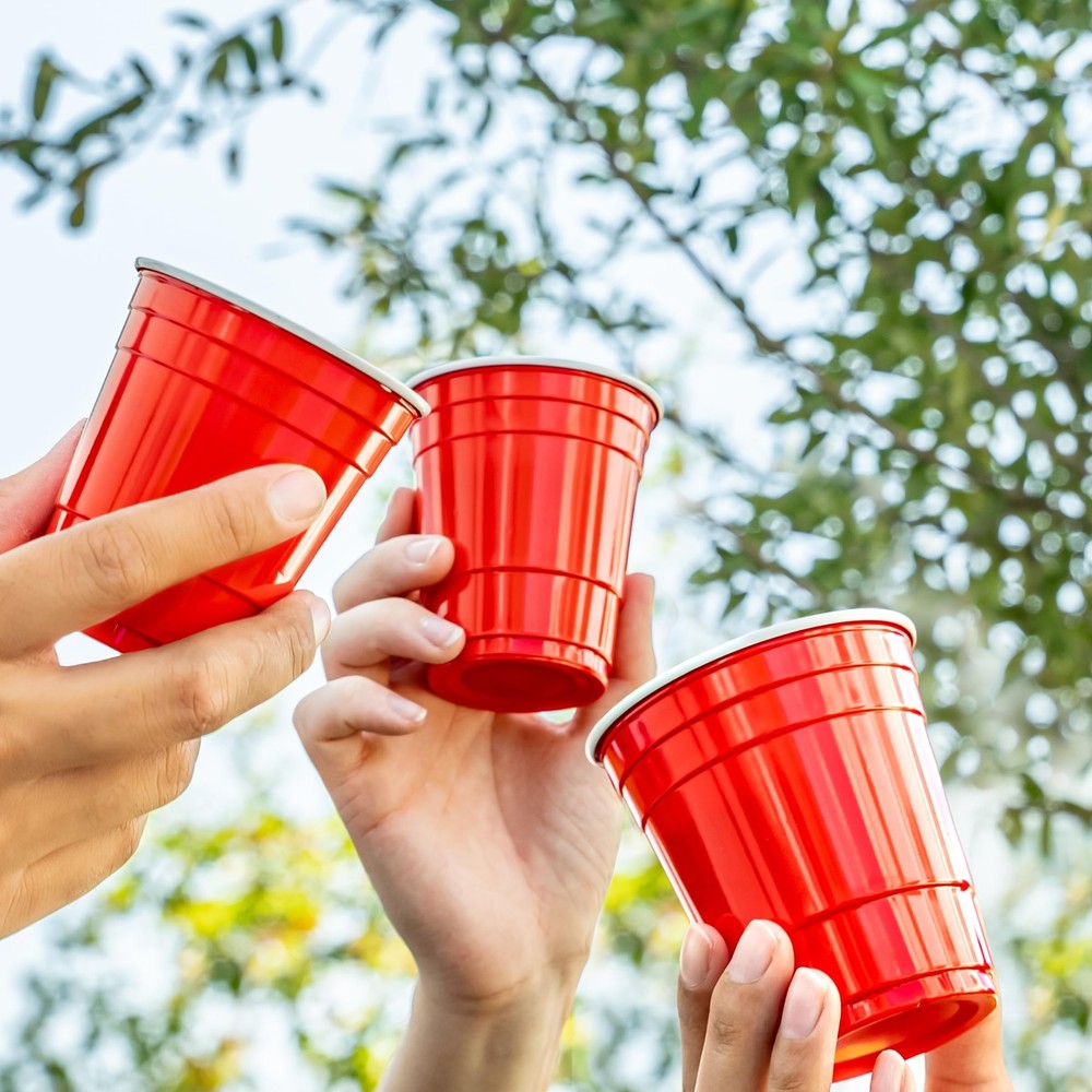 Basics Small Disposable Red Plastic Party Cups, BPAFree, 9oz, 50 Count