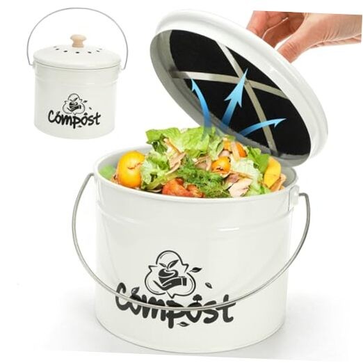 Small Kitchen Compost Bin, 1 Gallon Odorless Composter Container, Food Waste