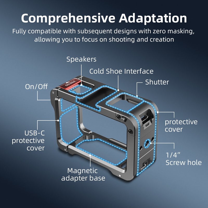Multifunctional Expansion Protection Rabbit Cage Frame For DJI Action 3/4 Camera