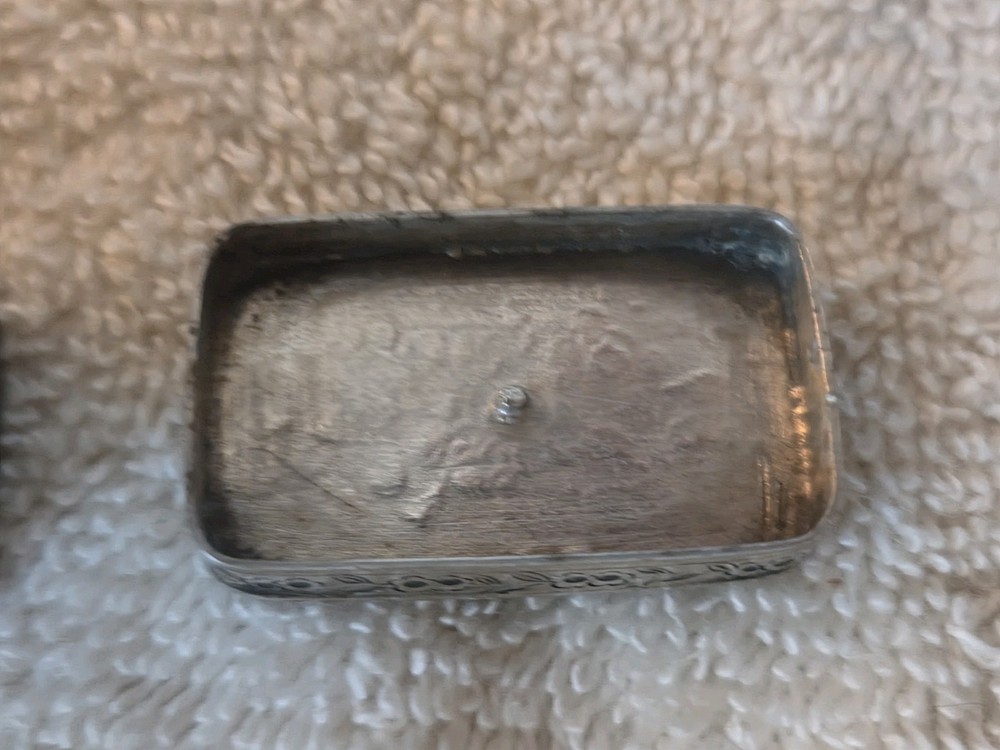 CHINESE Silver Antique Rectangular Lidded/Handled BOX Floral Engraving Marked CS