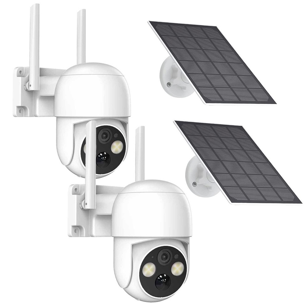2PK Solar Camera 4MP Wireless Security Camera Outdoor Solar Battery Camera