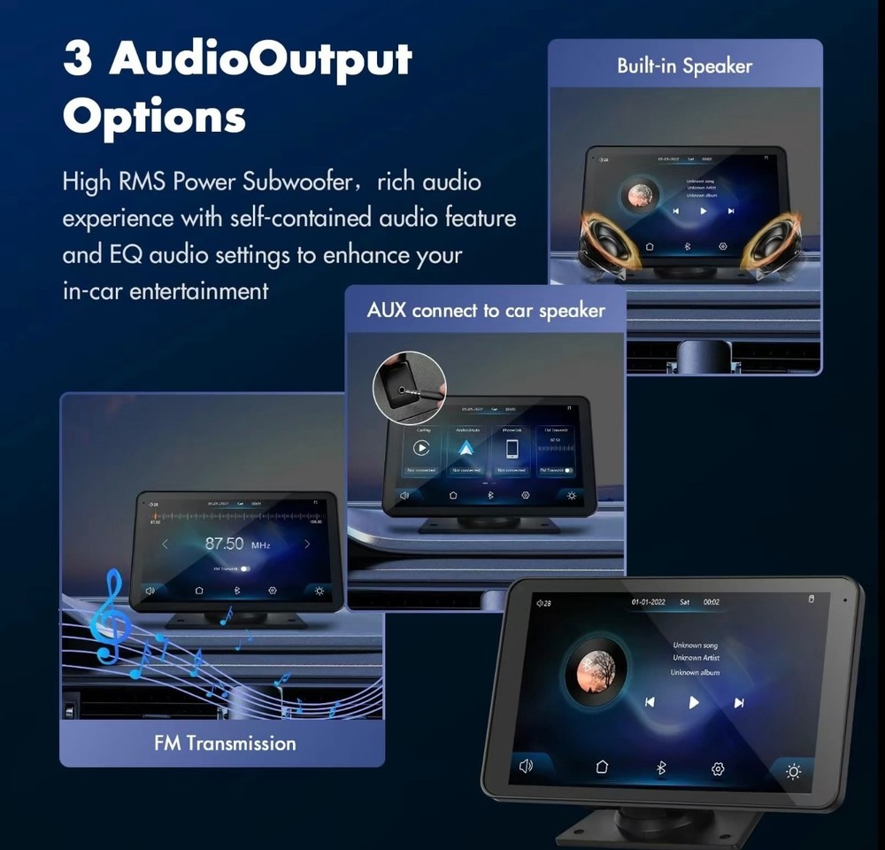 Portable Wireless Car Stereo Bluetooth Wireless Car Play/Android Backup camera