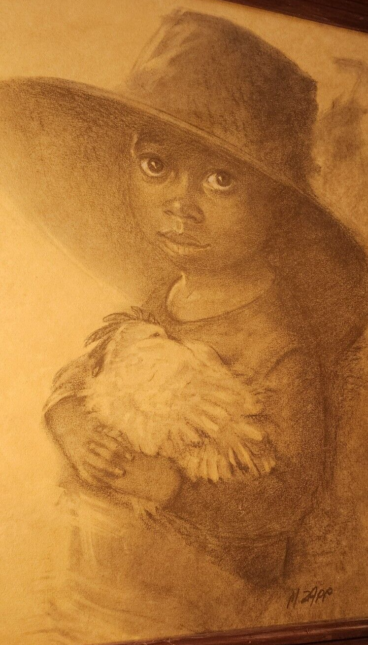 ORIGINAL MARILYN ZAPP DRAWING OF AN BLACK CHILD 16 X 20