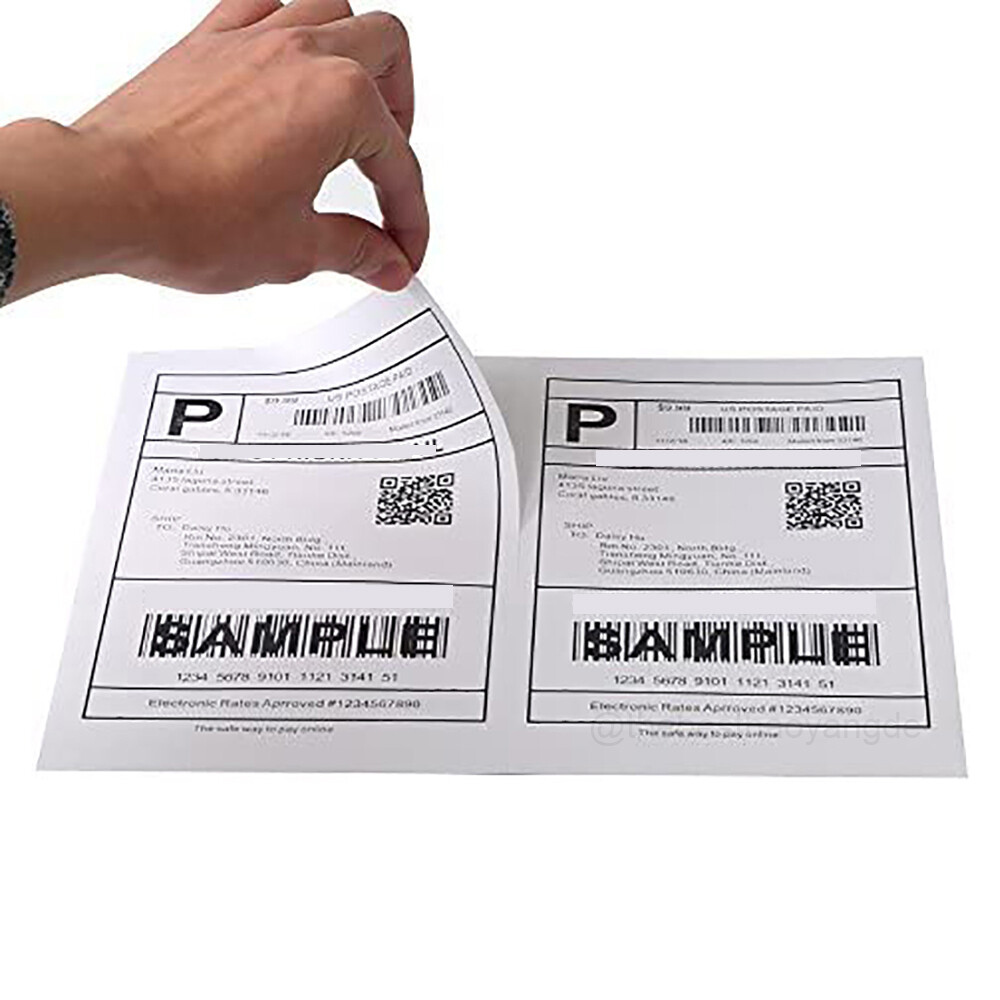 50-20000 Shipping Labels 8.5" x 5.5" Half Sheets Blank Self Adhesive 2 Per Sheet