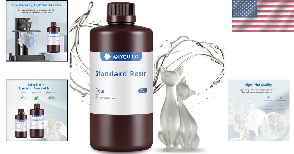 1kg SLA UV-Curing Resin - Clear 3D Printer Material for Low Shrinkage & Rigidity