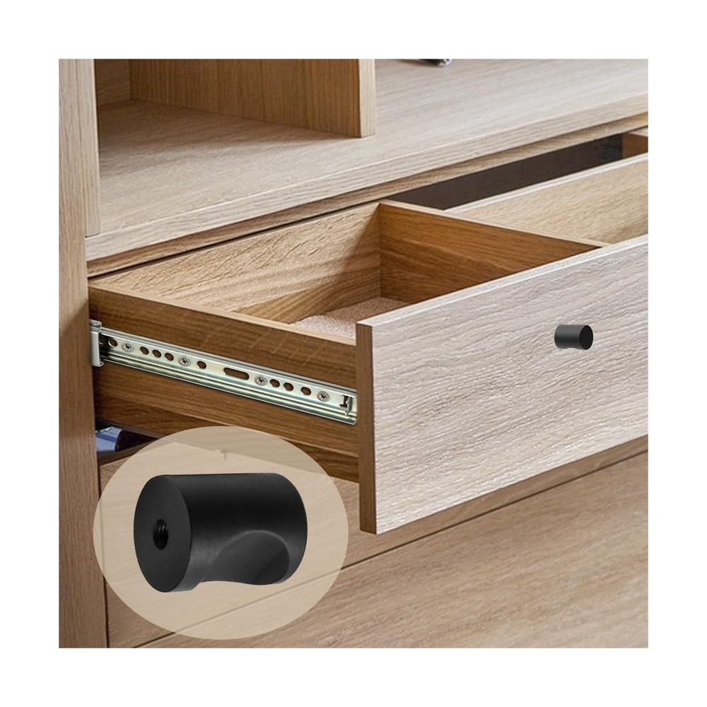 Coshar 4Pack Contemporary Cabinet Knobs Cylinder Shape Flat Black Brass Knobs...