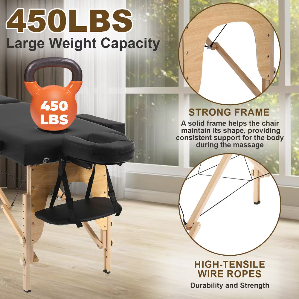 BestMassage Portable Massage Table 2-Fold Spa Bed Adjustable Salon Table