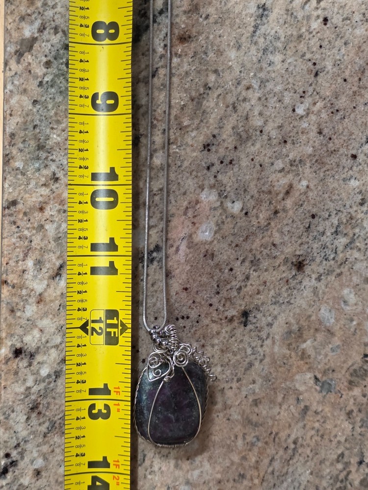 Ruby Ziosite Wire Wrapped Pendant With Chain