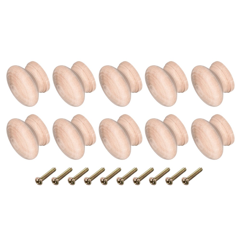 Round Wood Drawer Knob, (45mm Dia) 10Pcs, Wood Pull Knobs