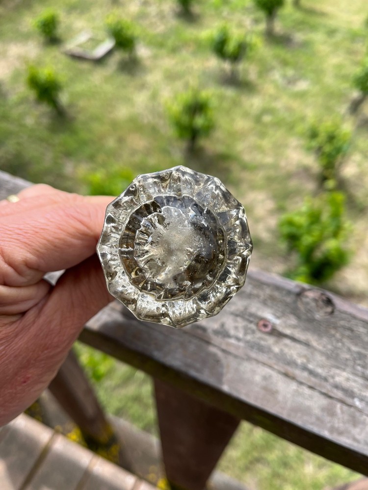 Pair Victorian 12 Point Crystal Glass Door Knobs