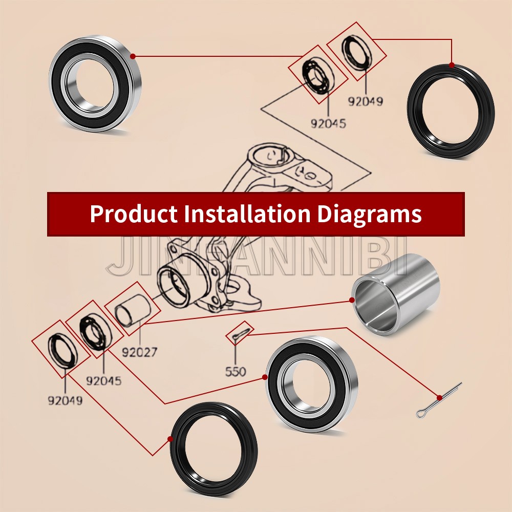2SET Front Wheel Bearings Seals Kit for Kawasaki Mule 2510 3000 3010 4000 4010