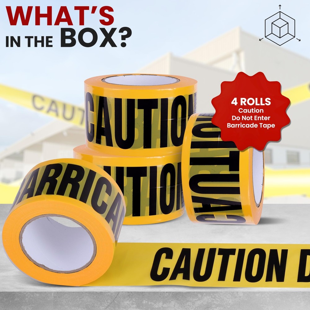 Pyle Caution Tape Yellow, "Caution Do Not Enter” - 4 pc