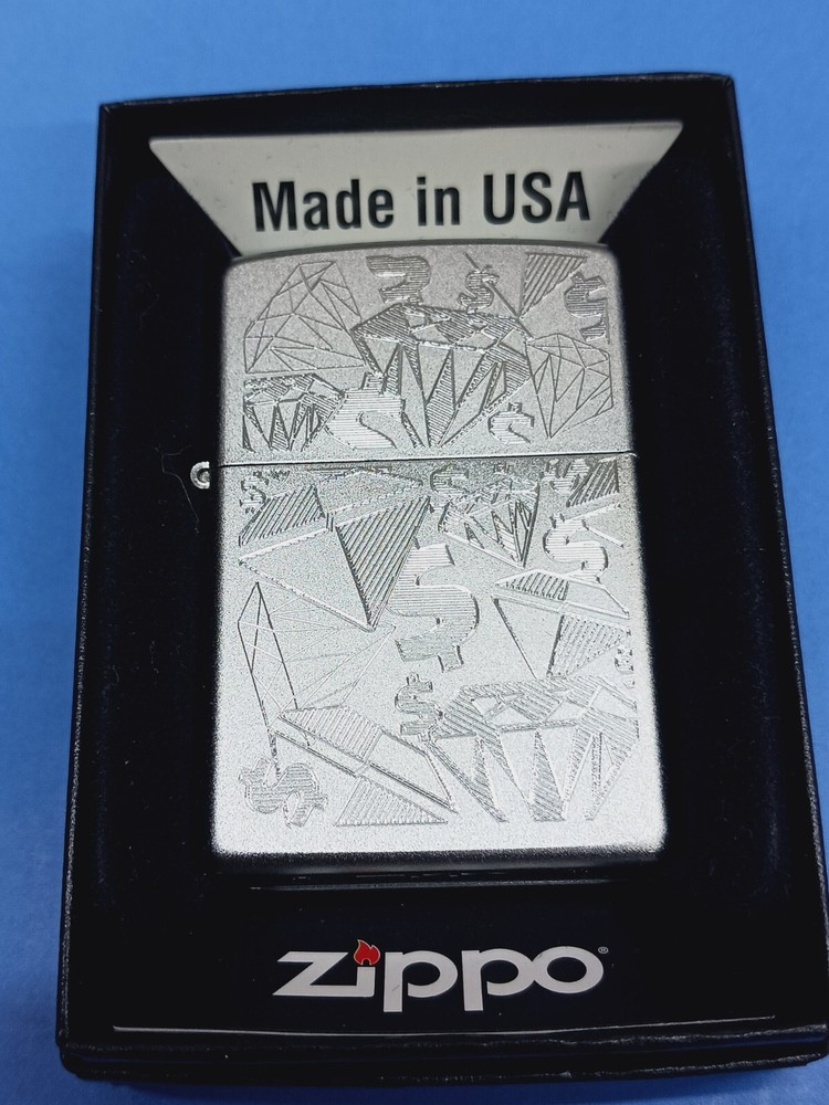 Zippo Diamonds And Dollars Satin Chrome 24882