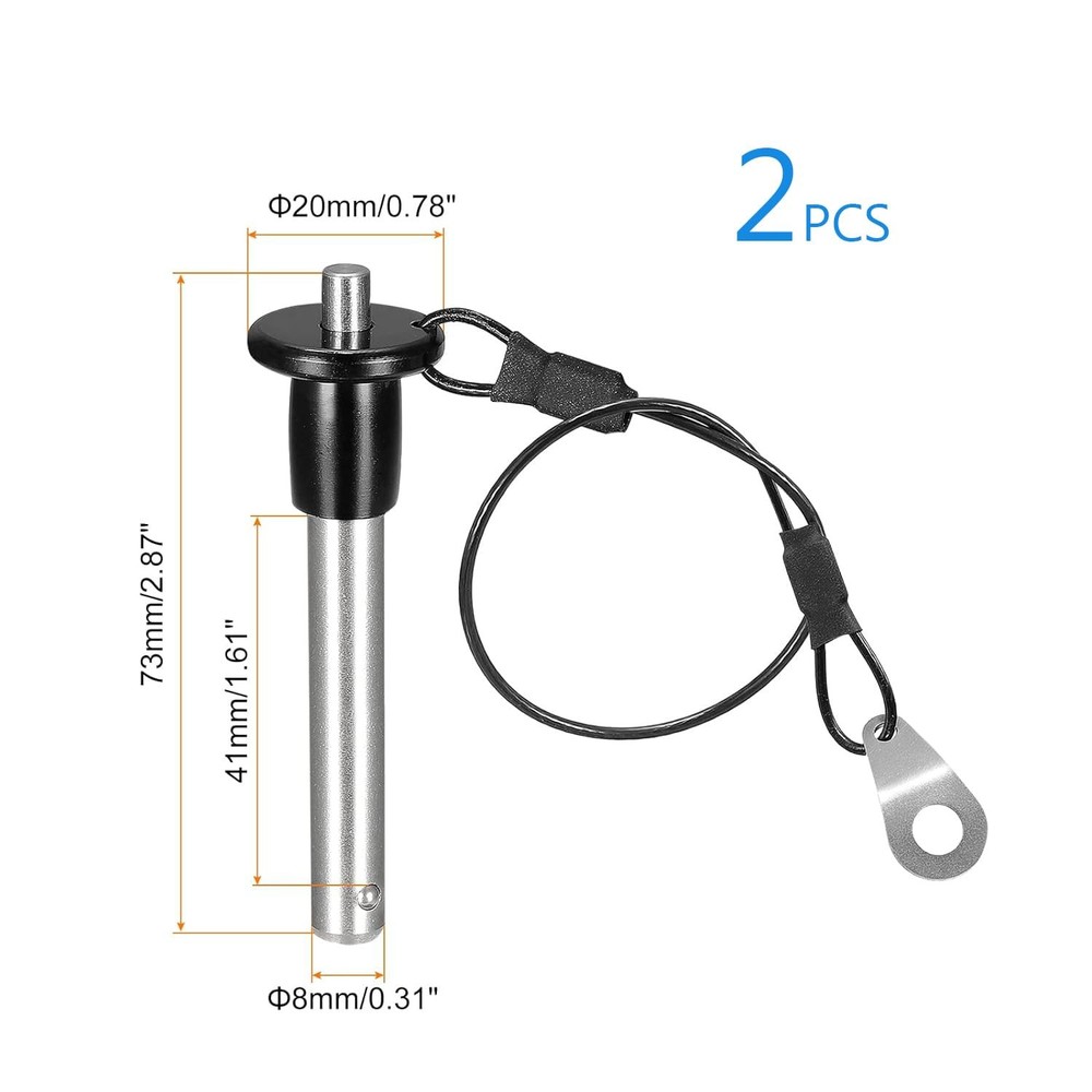 2Pcs 304 Stainless Steel Ball Locking Pins, Push-Button Locking Quick Release...