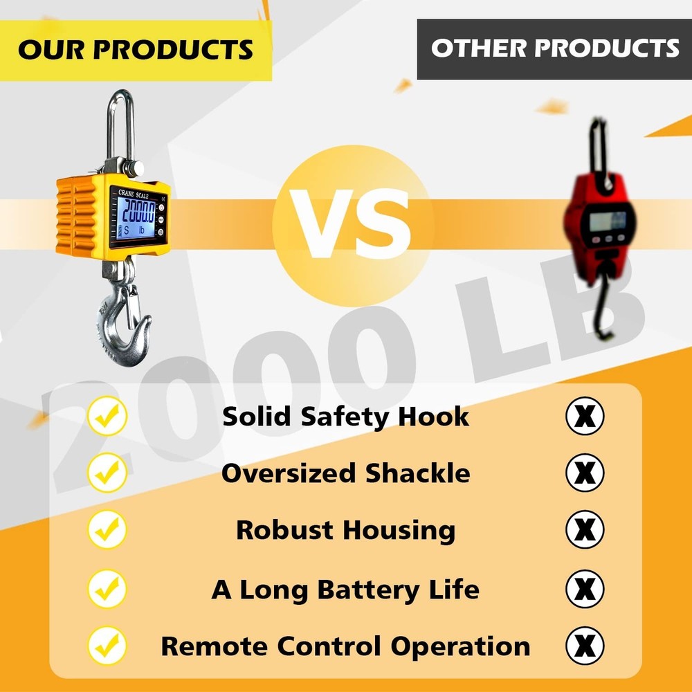 2200lb High Precision Digital Crane Scale with Remote Control for Precision W...