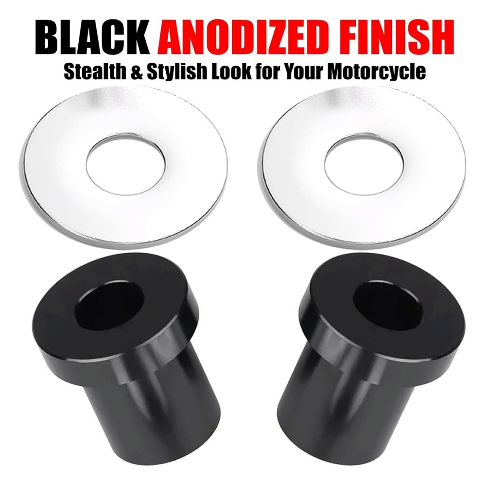 Solid Billet Handlebar Riser Bushings for Harley Touring, Solid Billet-Black