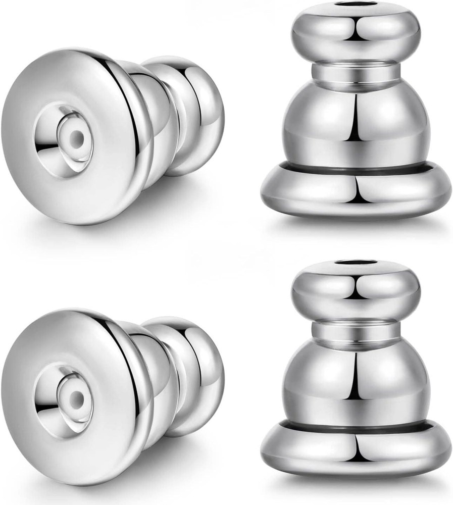 Locking Earring Backs for Studs, Hypoallergenic Silver Bullet 2 Pairs